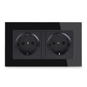 The new hot-selling Wall Crystal Glass Panel Power Socket Plug Is Grounded, The EU Standard 16A Double Electric Socket