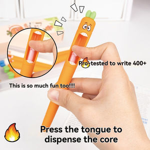 Bolígrafo de gel neutro con diseño de rábano confuso y forma de zanahoria, divertido, con lengua que sale al presionar, para oficina y material escolar - Product Image 3