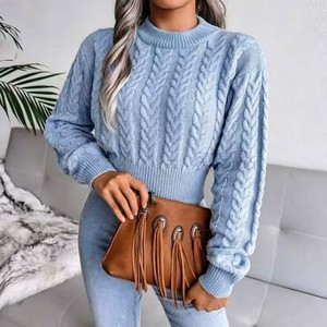 <span class=keywords><strong>Pull</strong></span> slim fit pour <span class=keywords><strong>femme</strong></span>, style printemps-automne, col rond, tricoté, de haute qualité, tendance streetwear - Product Image 5