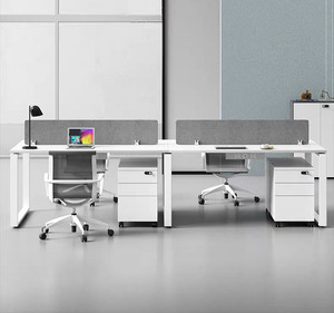 Venta al por mayor de fábrica Mesa <span class=keywords><strong>doble</strong></span> Oficina Combo Estación de trabajo blanca moderna <span class=keywords><strong>Escritorio</strong></span> de trabajo de melamina - Product Image 2
