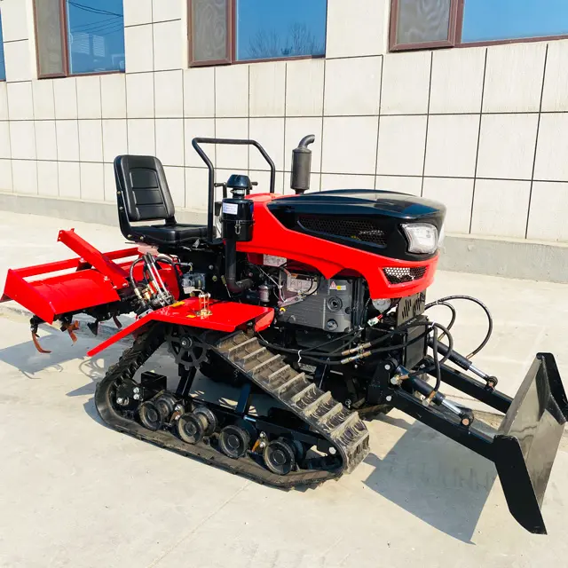 Agricultural Machinery Mini Farm 25hp Tracked Ride Type Rotary Cultivator Crawler Tractor Rotary Tiller