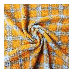 New Arrivals high quality 100% Polyester Plaid Printed Sherpa Fleece Fabric for Outwear