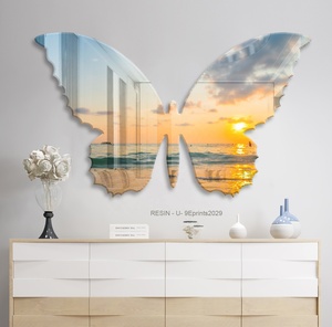 Moderno irregolare intagliato a forma di farfalla Decor Picture soggiorno dipinti paesaggistici <span class=keywords><strong>tramonto</strong></span> in mare dipinti in resina stampe da parete - Product Image 1