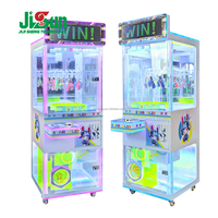 Machine de jeu à clip transparente en métal et plastique avec lumières LED néon, distributeur de cadeaux à monnayeur pour parc d'attractions