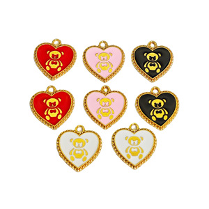 Heart Bear Alloy Charms Zinc Alloy <b>Red</b> Pink White Black Keychain Pendant DIY Jewelry <b>Bracelet</b> Necklace Charm Unisex Gift - Product Image 1