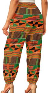 <span class=keywords><strong>Pantalon</strong></span> Harem Taille Haute Coupe Droite avec Poches Style Bohème Hippie pour Femme 100% Polyester Plage et Détente - Product Image 4