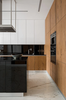 Meuble de cuisine contemporain en chêne avec armoires murales pleine hauteur et fours encastrés, armoires modulaires sur mesure pour résidence, approvisionnement en gros