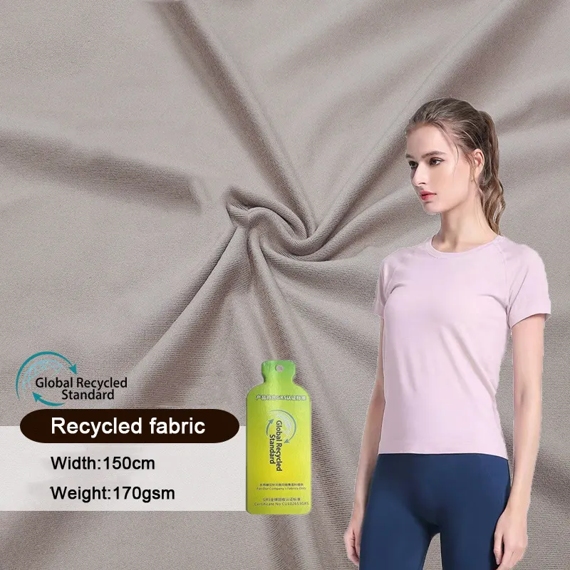 Eco-Friendly GRS Certification 87%Polyester 13%Spandex Activewear Legging Yoga Recycled Fabric Made From Plastic Bottle