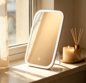 Portable LED Desktop <b>Mirror</b> Foldable Lighted Cosmetic Vanity <b>Mirror</b> Touch Control Single Sided <b>Square</b> Makeup <b>Mirror</b> - Product Image 2