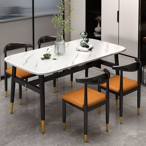 Set <span class=keywords><strong>Tavolo</strong></span> <span class=keywords><strong>da</strong></span> Pranzo Moderno in Legno Ingegnerizzato con 6 <span class=keywords><strong>Sedie</strong></span>, Dettagli Dorati, Nero e Bianco, per <span class=keywords><strong>Cucina</strong></span>, Sala <span class=keywords><strong>da</strong></span> Pranzo, Villa, Hotel - Bestseller 2026 - Product Image 5