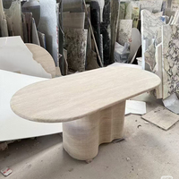 Table basse design PAIA en travertin beige Myra, pierre naturelle minimaliste moderne pour salon, villa, hôtel