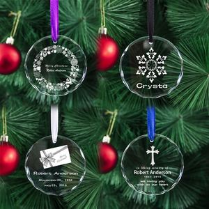 Wholesale Christmas <b>Tree</b> Ornaments Glass Customized Clear Sublimation Blank <b>Crystal</b> Glass Xmas Hanging Pendant Decorations - Product Image 5