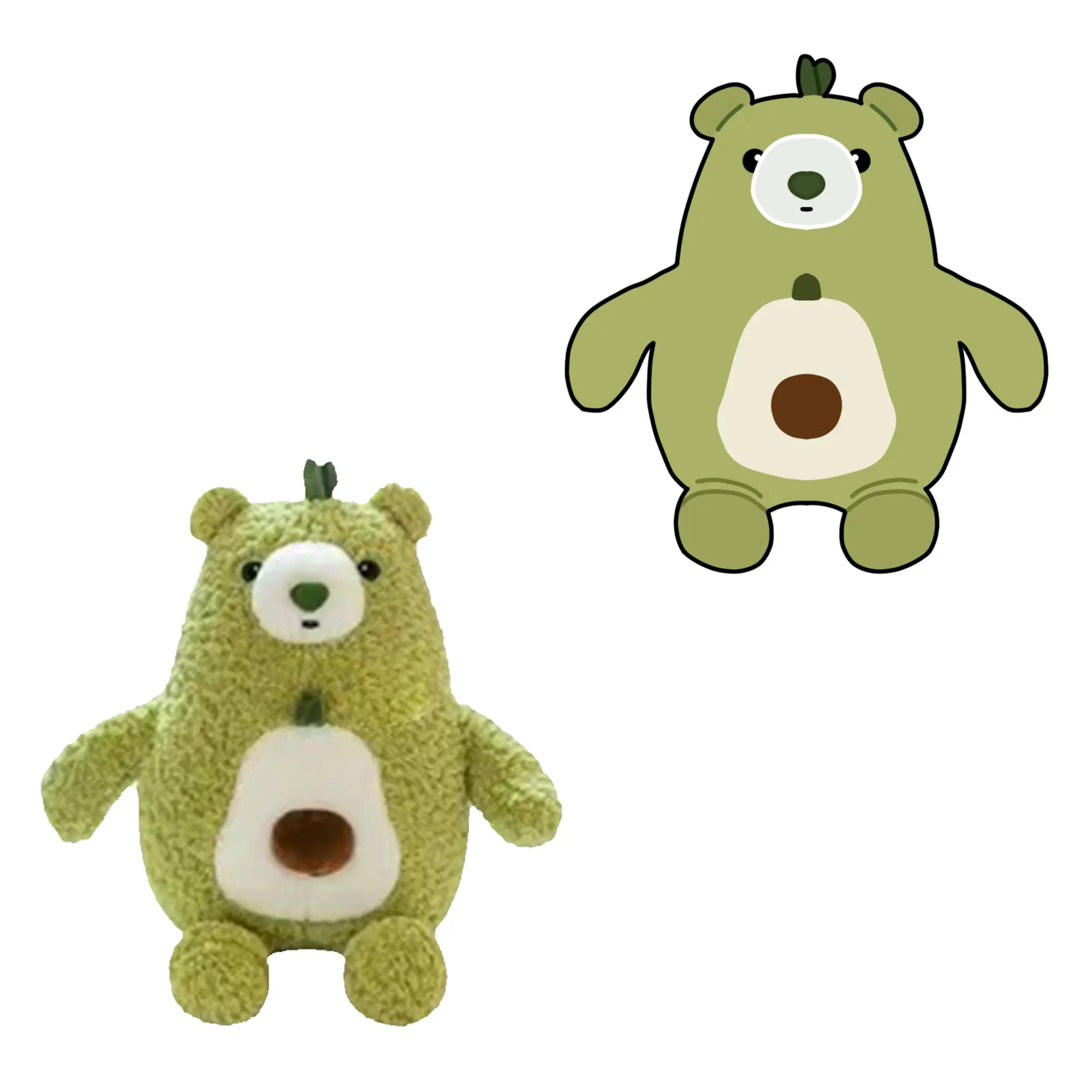 2024 Novo Urso de Abacate macio e confortável, boneco de pelúcia de 20 cm, fabricante especialista em brinquedos de pelúcia, de fábrica, mais vendido, verde