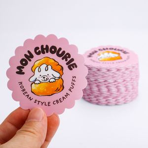 MON CHOURIE Korean Style Cream Puffs Adhesive <b>Sticker</b> Irregular Shape Pink Paper <b>Label</b> for Bakery Packaging - Product Image 5