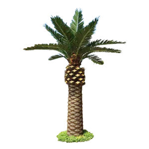 Grands palmiers artificiels d'extérieur bon marché, fabriqués à la main, avec tronc et écorce en métal - Product Image 1