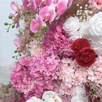 Décoration florale artificielle en soie rose et bleue, roses, papillons, orchidées, arches en forme de corne pour mariages et événements intérieurs/extérieurs