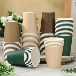 Custom Biodegradable to Go <b>Disposable</b> Craft Paper Double Wall Food Grade Tea Coffee <b>Cup</b> with Lid Customizable Size & Color - Product Image 3