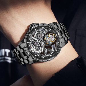 Montres mécaniques personnalisées avec logo du zodiaque chinois, montres de luxe en acier inoxydable saphir, dragon ajouré, <span class=keywords><strong>montre</strong></span> tourbillon pour <span class=keywords><strong>homme</strong></span> - Product Image 4