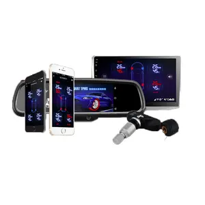Автомобильная система мониторинга давления в шинах TPMS BT 5,0, APP дисплей, 4 внутренних и внешних датчика, Поддержка Android IOS
