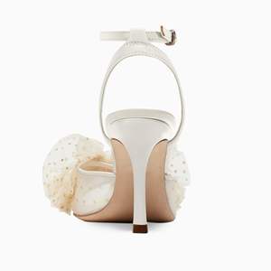 Verano lindo <span class=keywords><strong>mujer</strong></span> pajarita flores tacones Slingback punta abierta malla alto tacón de aguja sandalias de boda <span class=keywords><strong>zapatos</strong></span> de novia - Product Image 3