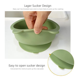 Juego <span class=keywords><strong>de</strong></span> alimentación <span class=keywords><strong>de</strong></span> silicona para bebé recién nacido sin BPA, cuenco <span class=keywords><strong>de</strong></span> succión para oso con cuchara <span class=keywords><strong>y</strong></span> tenedor, Kit con patrón <span class=keywords><strong>de</strong></span> babero, logotipo personalizado - Product Image 2