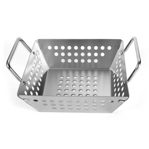 Cesta de parrilla cuadrada perforada de acero inoxidable con asa para drenaje de frutas y verduras, portátil y fácil de limpiar - Product Image 2