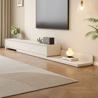 Mueble de TV para Sala de Estar, Soporte de TV Extensible, Mueble de Almacenamiento Blanco, Mueble de TV de Diseño Moderno para Sala de Estar