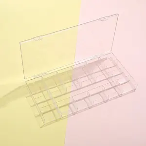 21 Grids Nail Decoration Box Jewelry Diamond Storage Transparent Container Case Acrylic Plastic Box Nail Art Tools