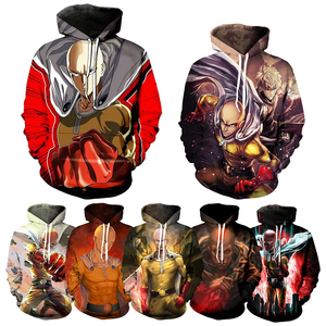 One Punch Hoodie Bercetak 3D untuk Pria, Hoodie Cosplay Motif 3D, Pullover Besar Lucu Harajuku Modis Kasual untuk Pria