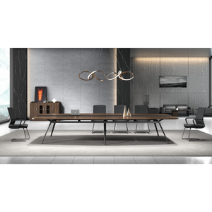 Mesa de Conferencias con Micrófono, Elegante Mesa de Conferencias Blanca como la Nieve, con Patas de Acero Inoxidable - Product Image 6