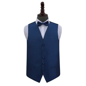 Hamocigia-traje personalizado con lazo para hombre, chaleco de poliéster azul marino, venta al por mayor