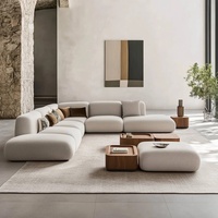 OE HOME Nordic Dönüştürülebilir Villa Kanepe Takımı L Şeklinde Köşe Tasarımı Ahşap Çerçeveli Kuzu Yünü Kumaş Döşemeli Çevre Dostu Modern
