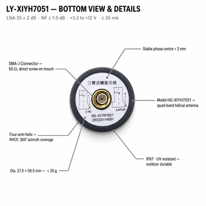 <span class=keywords><strong>Antenne</strong></span> GNSS pleine bande LY-XIYH7051 GPS BDS GLONASS Galileo Centre <span class=keywords><strong>de</strong></span> phase 2mm IP67 SMA pour drone et levés portatifs - Product Image 4