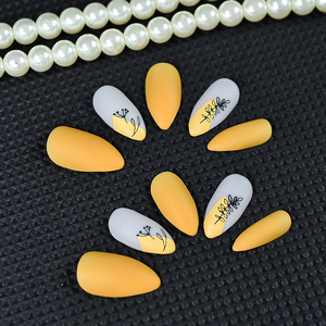 <span class=keywords><strong>Uñas</strong></span> Postizas Medianas con Diseño de Hojas de Almendro, <span class=keywords><strong>Uñas</strong></span> Acrílicas Mate, <span class=keywords><strong>Uñas</strong></span> Postizas en Color <span class=keywords><strong>Blanco</strong></span> y Amarillo <span class=keywords><strong>para</strong></span> Mujer, Otoño, 24 Piezas - Product Image 6