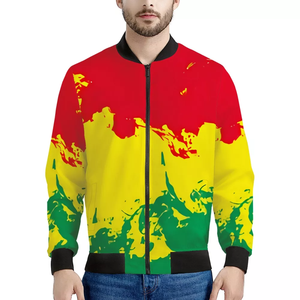 INSTANTARTS Jamaica Rasta Reggae Polka Dot Maple Leaf Black High Quality Clothing Brands Bomber Jacket Men Autumn Outdoor - Product Image 3