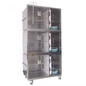 Grand Large <span class=keywords><strong>Cage</strong></span> à chat robuste pour chats Maison durable pour animaux de compagnie pour chats Portes en acier inoxydable 304 avec bac à litière à trois couches 6 boîtes - Product Image 1