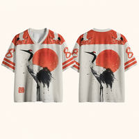 Jersey Gaya Seni Bangau Jepang & Matahari Merah yang Elegan - Kustomisasi Massal B2B