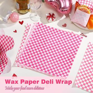 Papel encerado Resistente a la grasa <span class=keywords><strong>Delicatessen</strong></span> Envoltura Hojas de papel para alimentos Revestimiento de <span class=keywords><strong>cesta</strong></span> de alimentos a cuadros para cocina Fiesta de Navidad - Product Image 5