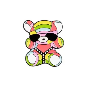High Quality Custom Personalized Cartoon Delicate Rainbow Bear Enamel Lapel Pin For Bags