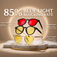 Monture de lunettes ronde rétro tendance Finewell 2514S en acétate de haute qualité, verres jaunes et rouges, logo personnalisé, verres anti-lumière bleue