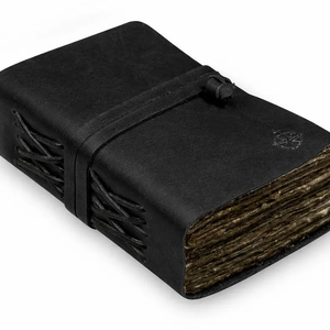 สมุดบันทึกหนังทำมือ กระดาษขอบหยัก สมุดบันทึกการเดินทาง สไตล์วินเทจเรียบง่าย สมุดบันทึกขนาดกะทัดรัด - Product Image 5