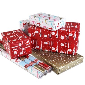 Christmas Gift <b>Wrapping</b> <b>Paper</b> Roll Santa Reindeer Snowflakes Pattern Double Sided Recyclable Eco-Friendly Digital Printing <b>Paper</b> - Product Image 4