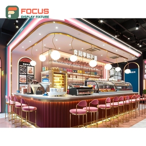 Comptoir de service commercial pour café, finition panneau blanc, zone de présentation de bouteilles de sirop, comptoir de café commercial - Product Image 3