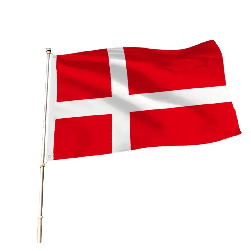 Jogo De Futebol Estoque Por Atacado 3x5ft Impressão Digital Poliéster Suporte Dinamarca Bandeira Nacional Com 2 Grommets De Latão