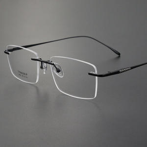 نظارات Sunray للرجال مطبوعة على الموضة للأعمال ، نظارات بدون إطار خفيفة للوجه الصغير لقصر النظر من التيتانيوم الخالص - Product Image 5