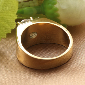 Fashionable <b>Titanium</b> Steel <b>Ring</b> With Round Gemstone For Women Wedding Jewelry Gold Color - Product Image 3