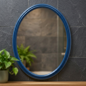VILLA ULTIMA DELUXE SINGLE <b>MIRROR</b> Sorrento Blue <b>Oval</b> Minimalist Design Adjustable Decorative Framed Plastic Home Decor <b>Bathroom</b> - Product Image 2
