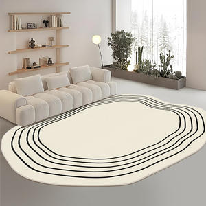 Tapis Moderne Abstrait Forme Originale Antidérapant Épais et Confortable pour Salon et Chambre à Coucher Motif Rayé Lavable à l'Eau - Product Image 1