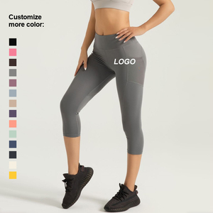 Bán buôn <span class=keywords><strong>Capri</strong></span> quần với một <span class=keywords><strong>Net</strong></span> cho điện thoại của bạn cao eo với độ đàn hồi quần cho phụ nữ - Product Image 1