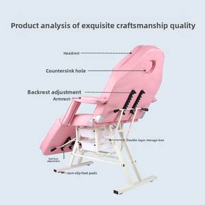 Cama de masaje multifunción, silla <span class=keywords><strong>Facial</strong></span>, plegable, ajustable, para SALÓN DE Spa, cama de belleza, tatuaje, pestañas, cama de belleza/silla con taburete - Product Image 2
